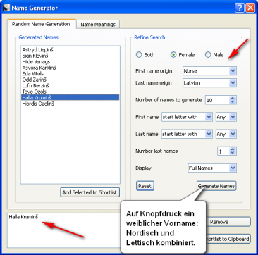 Namen erfinden mit Scrivener
